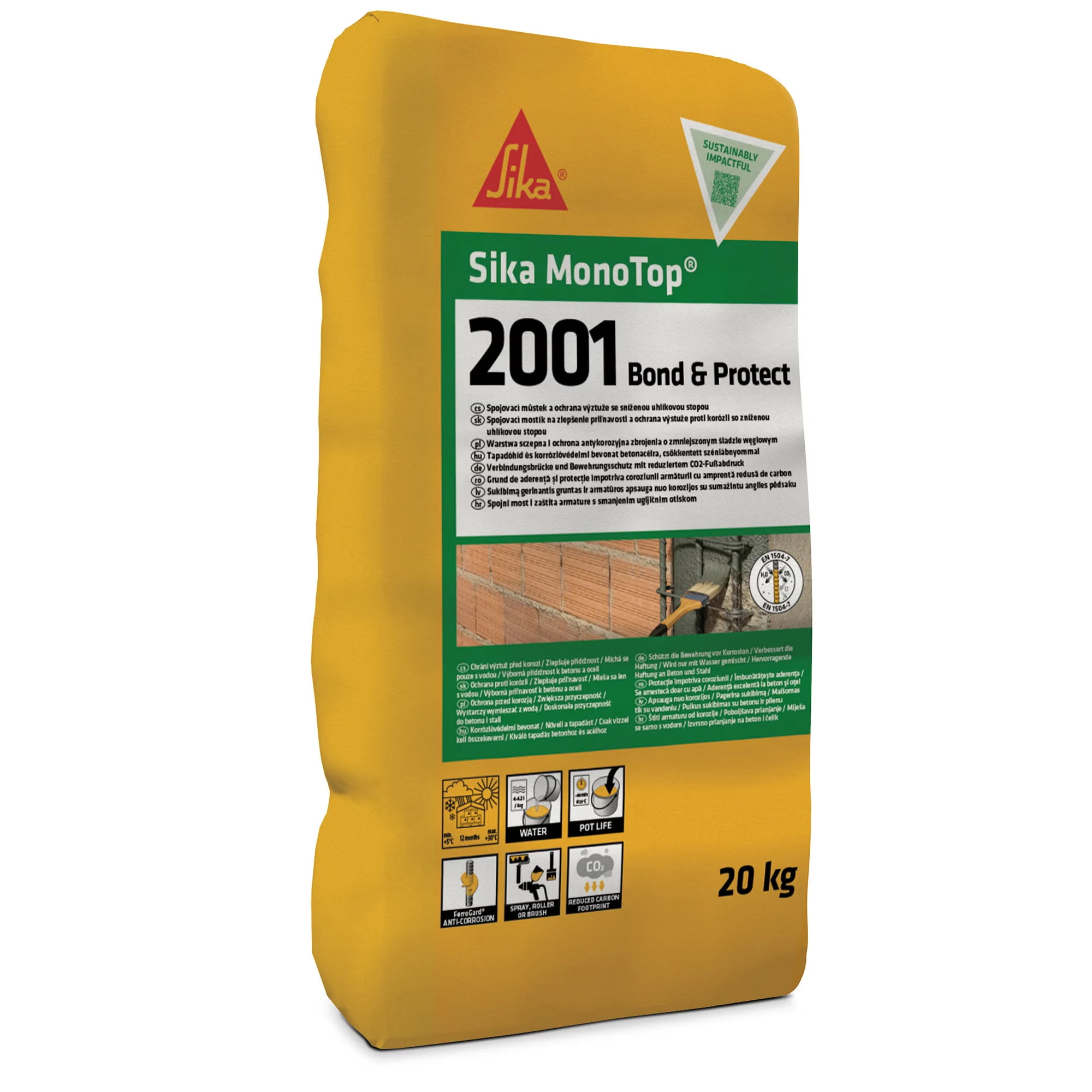 sika-monotop-2001-bond-protect.webp Sika MonoTop-2001 Bond & Protect tapadóhíd és acélvédő habarcs 20 kg